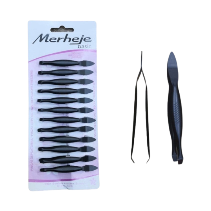 Set x 12 Pinza De Depilar Negra