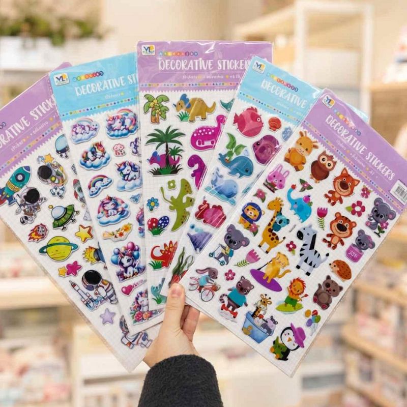 Stickers Animales Surtidos 3D Plancha Grande