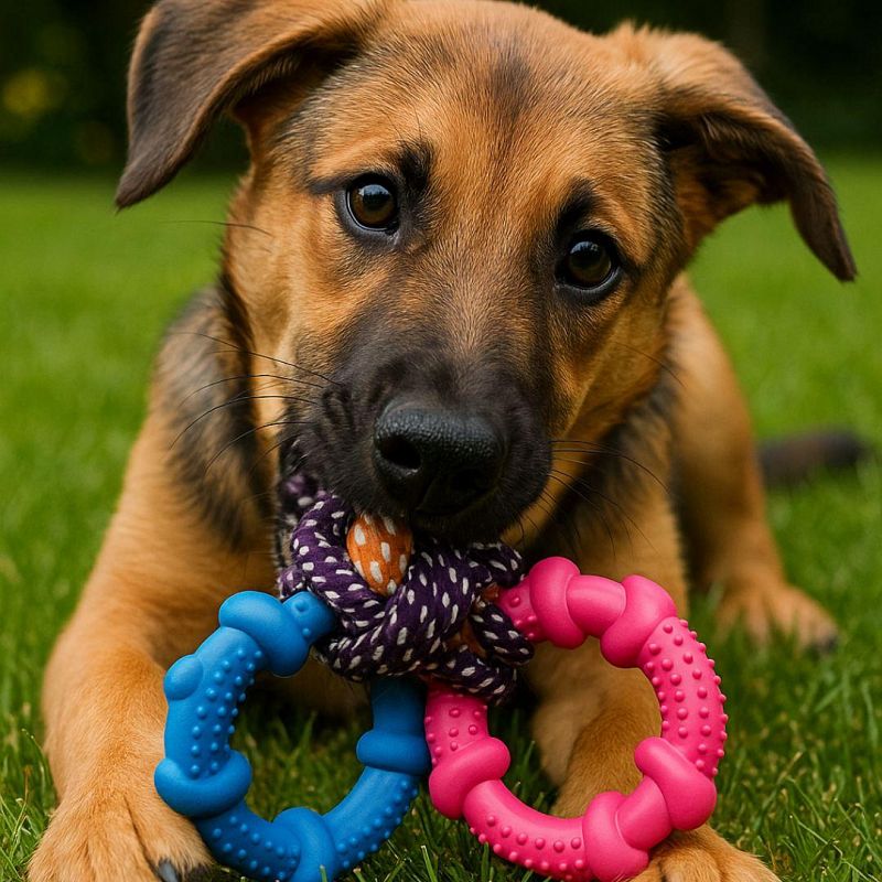 Juguete Mascotas Perro Soga Con Dos Aros