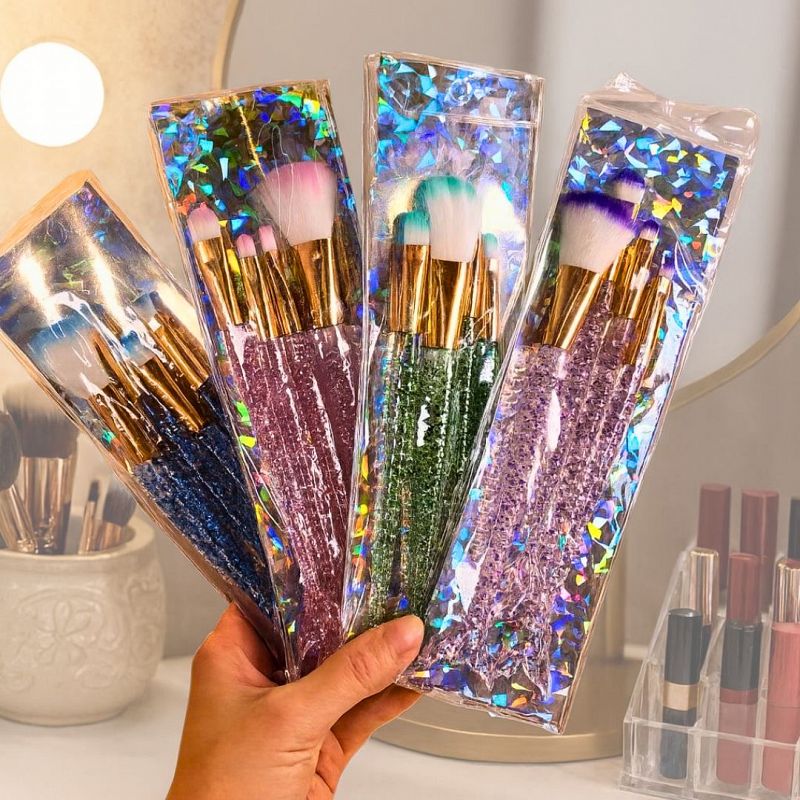 Set x5 Brochas Pinceles Maquillaje Cola Sirena