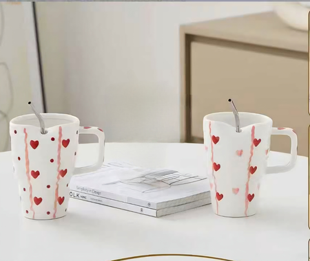 AA1808 VASO CERAMICA CORAZONES CON SORBETE