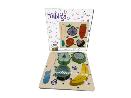 MT08714 JUGUETE DIDÁCTICO DE MADERA TABLITA DE FRUTAS Y VERDURASS CON ENCASTRE 2007505087145