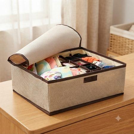 Organizador de tela algodón-lino color beige 13 c AZ-C50003