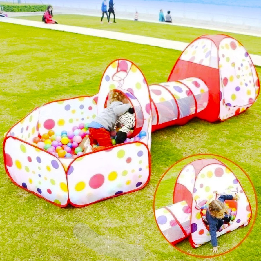 MT08773 CARPA CASITA PELOTERO PLEGABLE CON TUNEL (ROJA) 2