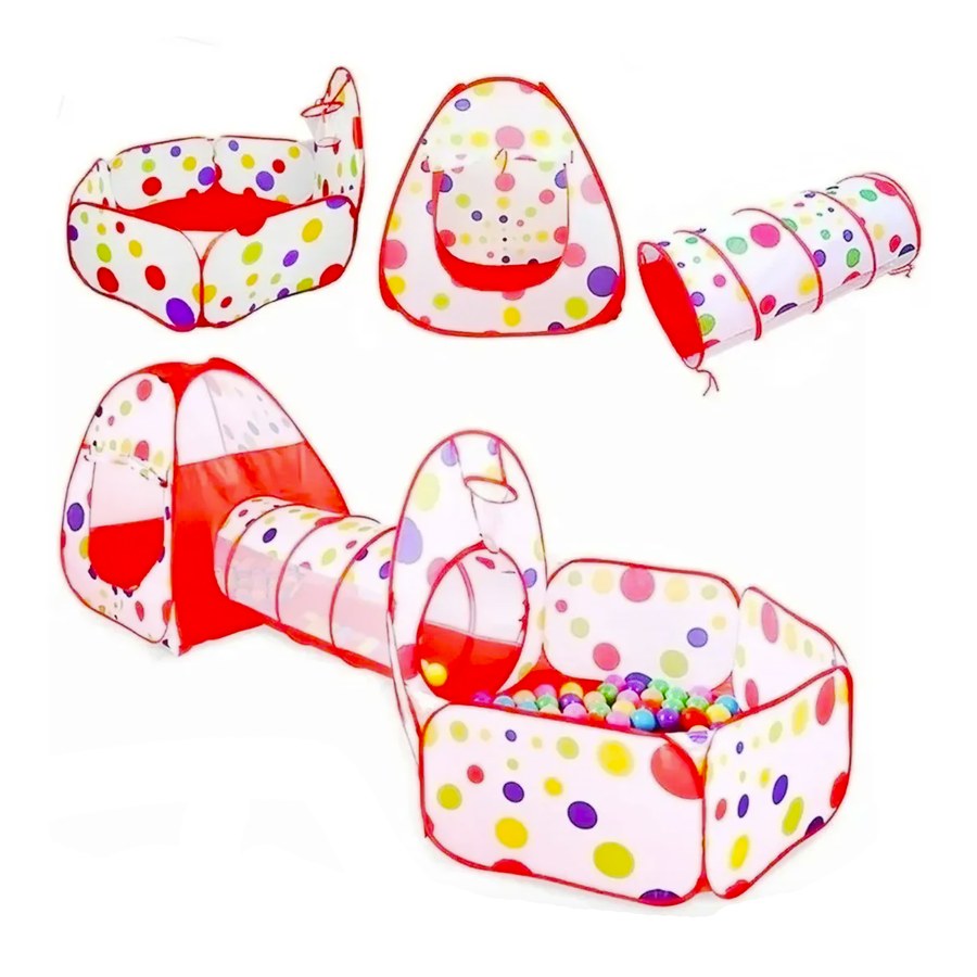 MT08773 CARPA CASITA PELOTERO PLEGABLE CON TUNEL (ROJA) 3