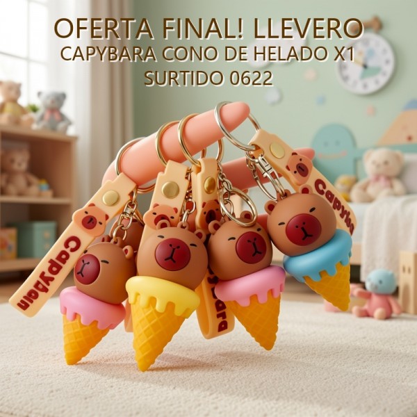 LLAVERO CAPYBARA CONO DE HELADO X1 SURTIDO 0622