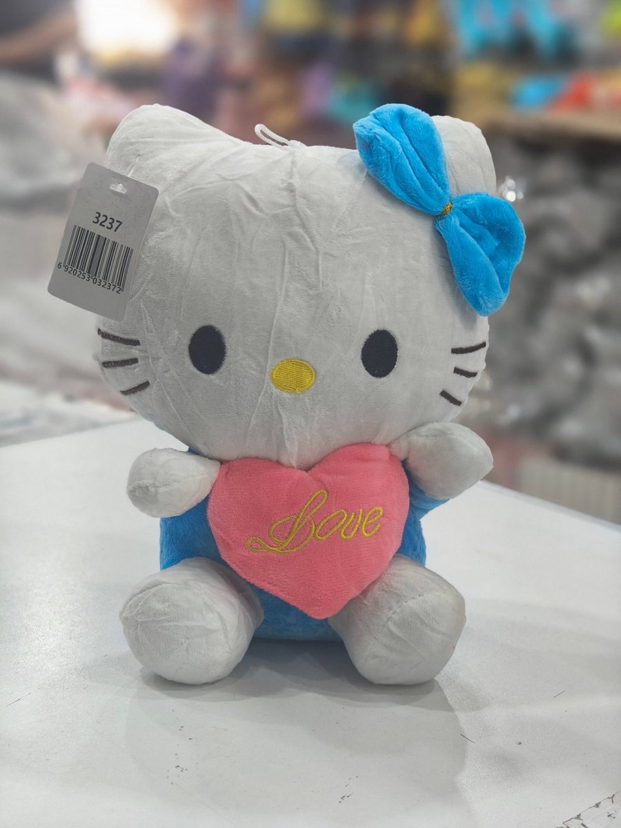 Hello Kitty c/corazón 25cm(Celeste)