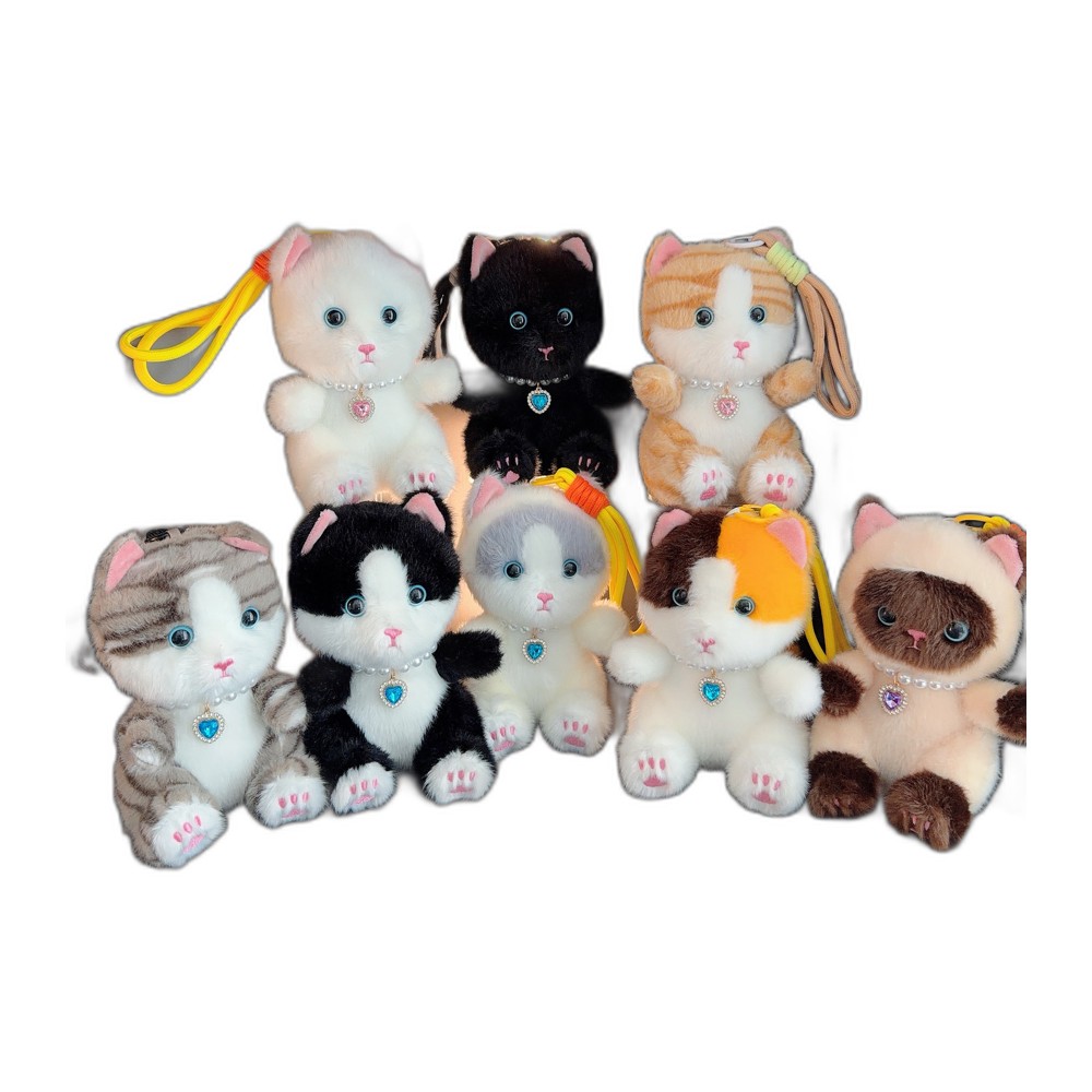 Llavero gato (marron y blanco)perfumado collar
