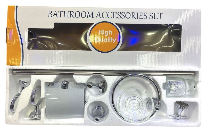 SET ACCESORIOS X7PCS CROMADO BAÑO CAJA
