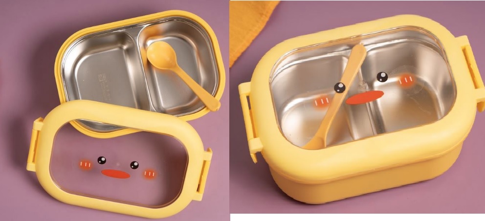 LUNCHERA KAWAII PLASTICO Y ACERO C CUCHARA ! -