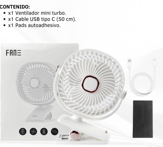 MINI VENTILADOR CLIP RECARGABLE