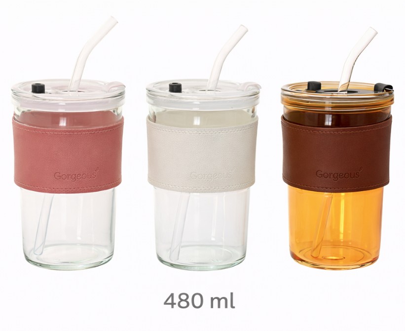 VASO VIDRIO C TAPA Y SORBETE - AGARRADERA