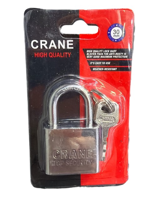 CANDADO ACERO EN BLISTER 30MM CRANE