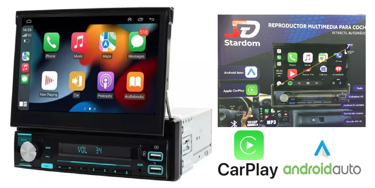AUTO STEREO STARDOM 7" RETRAC CARPLAY-ANDROID !