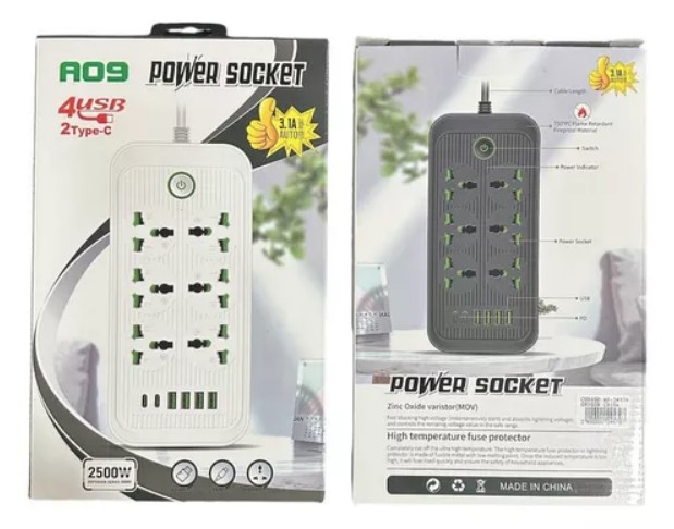 ALARGUE CARGADOR 4USB +2C+ 6ENCHUFES