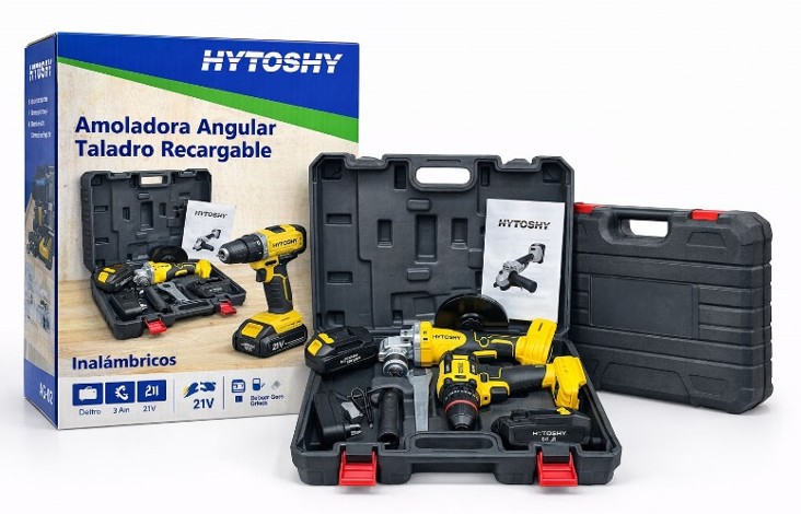 SET TALADRO Y AMOLADORA HYTOSHY INALAMBRICO -