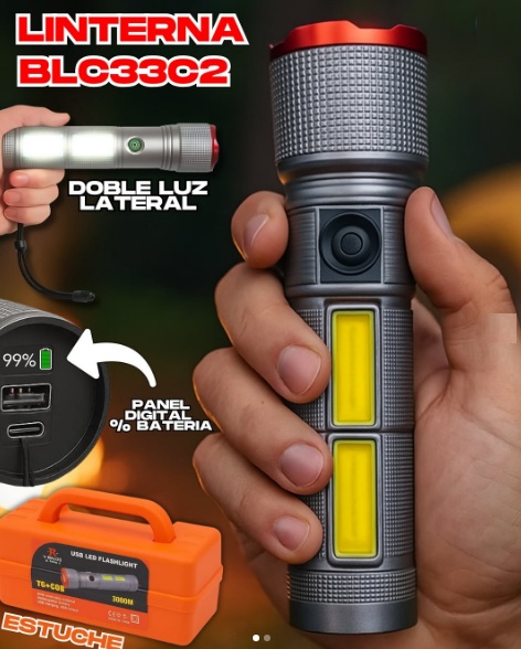 LINTERNA TACTICA ALUMINIO ZOOM RECARGABLE VALIJA