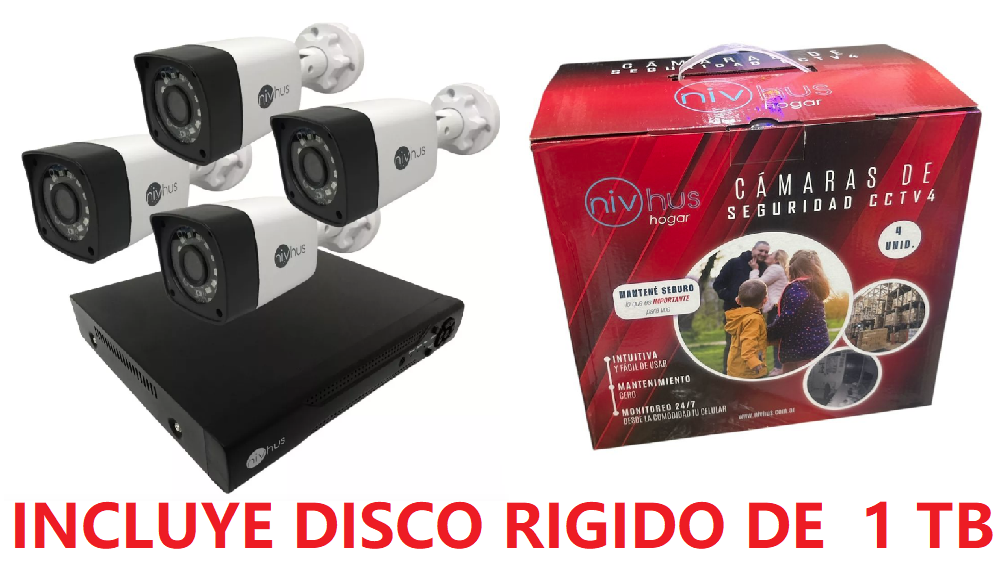 KIT CAMARAS X4 NIVHUS + DISCO 1TB