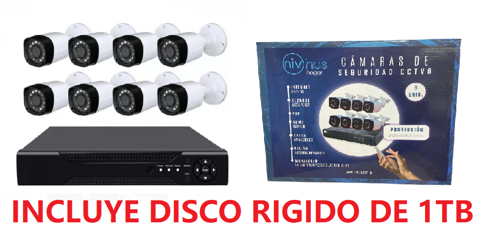 KIT CAMARAS X8 NIVHUS + DISCO 1TB !
