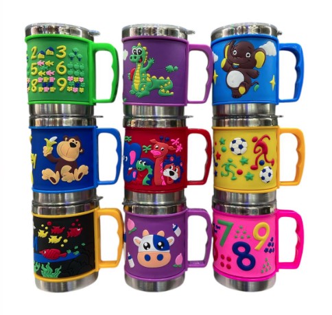 TAZA 3D TERMICA ACERO Y GOMA C TAPA !