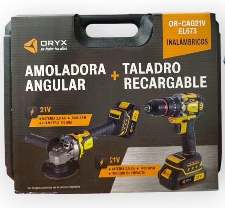 SET TALADRO Y AMOLADORA ORYX INALAMBRICO !