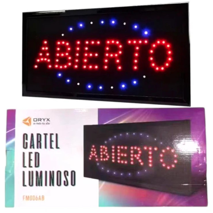 CARTEL ABIERTO ORYX LUMINOSO LEDS !