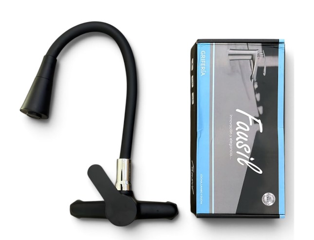GRIFERIA PARED FLEXIBLE MONOCNDO NEGRA