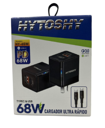 CARGADOR Y CABLE HYTOSHY 68W USB Y C