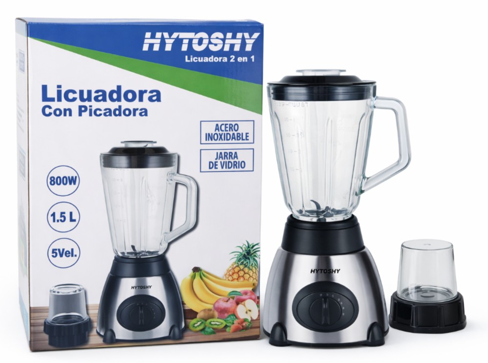 LICUADORA HYTOSHY ACERO VASO VIDRIO 800W