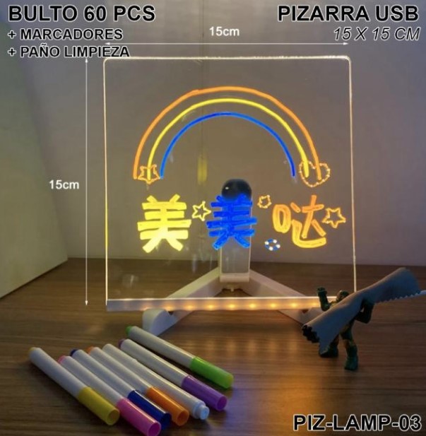 PIZARRA LUMINOSA USB 15X15CMS MARCADORES