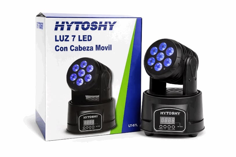 LUCES CABEZAL 7 LED HYTOSHY DJ PROGRAMABLE