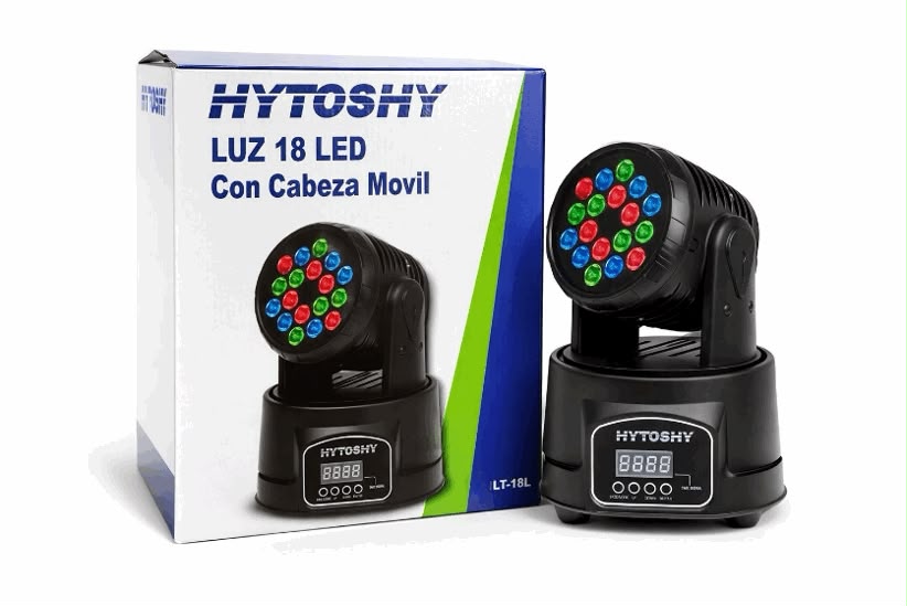 LUCES CABEZAL 18 LED HYTOSHY DJ PROGRAMABLE