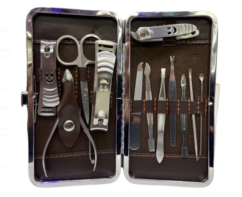 SET DE MANICURA 12PCS CAJA S-2406 PLATEADO !