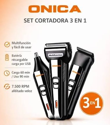 CORTA PELO ONICA 3 EN 1 RECRGABLE USB