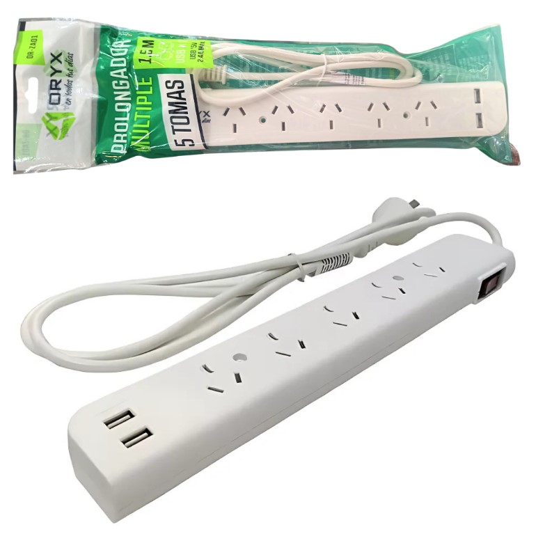 ALARGUE ZAPATILLA ORYX 5 BOCAS + 2USB -