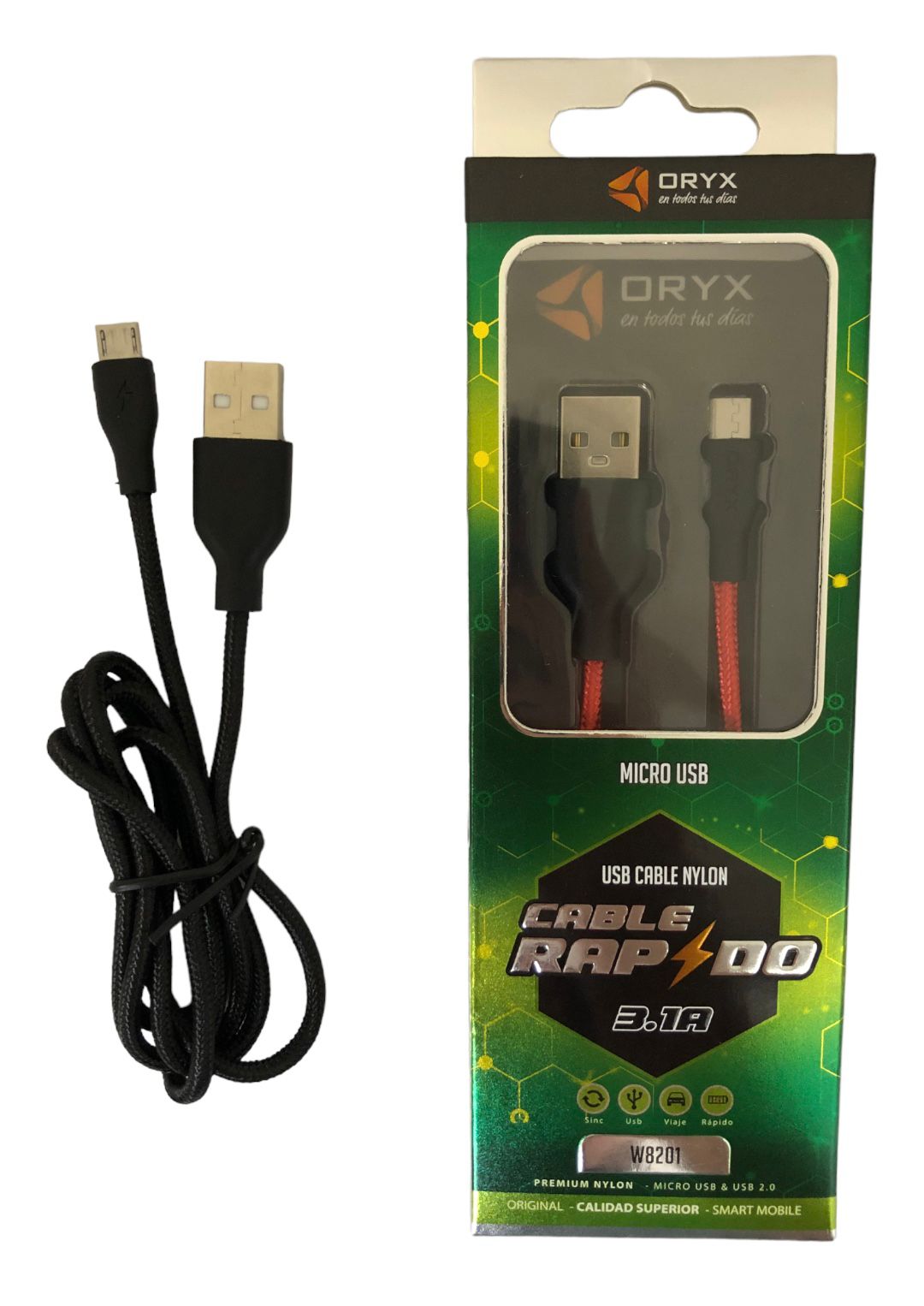 CABLE ORYX V8 A USB CORDON CAJA VERDE