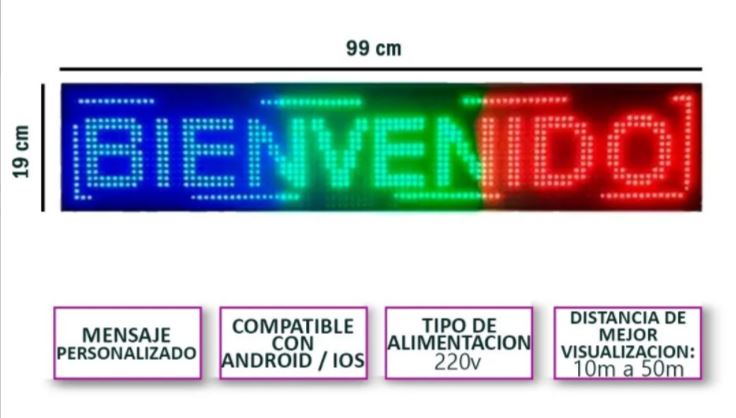 CARTEL LUMINOSO 3 COLOR VS-25M 100X20CMS