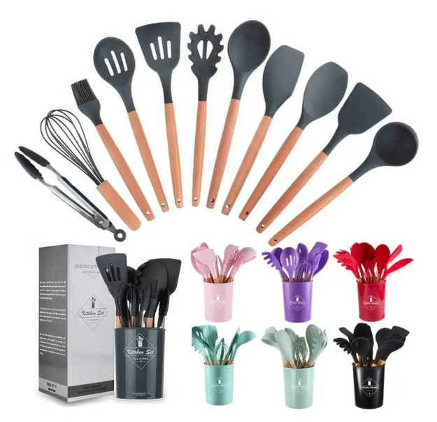SET DE UTENSILLOS X12PCS SILICONA 5 COLORS
