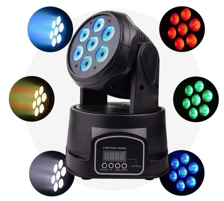 LUCES CABEZAL 7 LED DJ PROGRAMABLE !