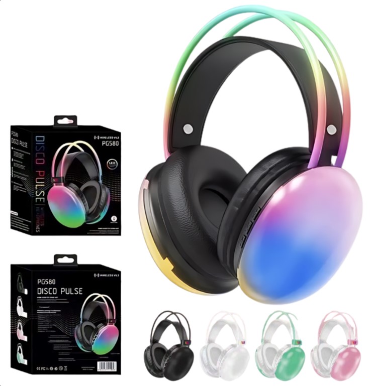 AURICULAR BLUETOOTH VINCHA RGB LUCES