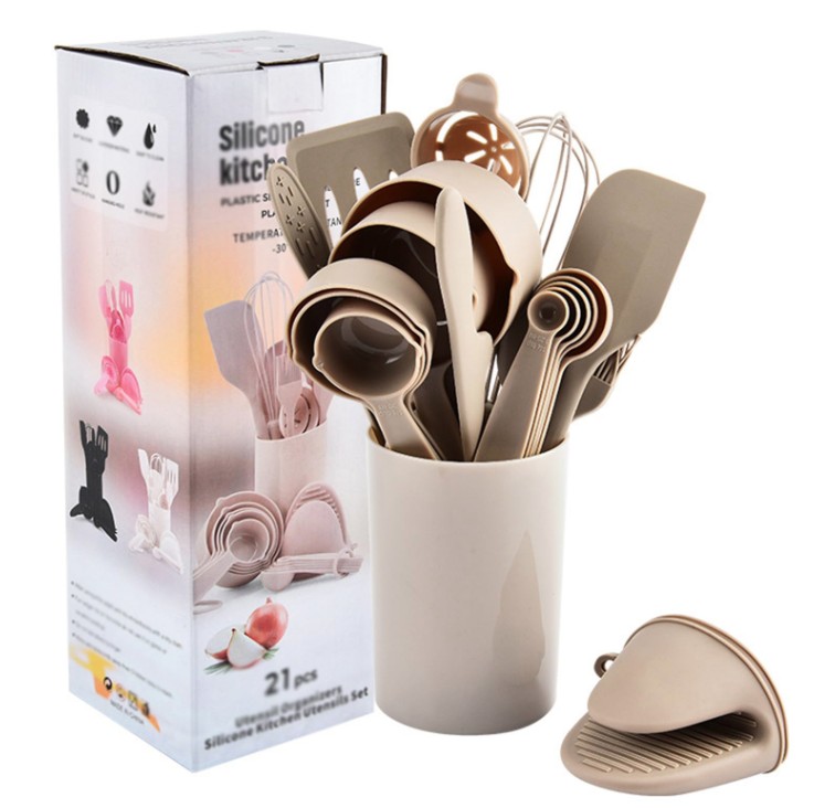 SET DE UTENSILLOS X21PCS SILICONA COLORES