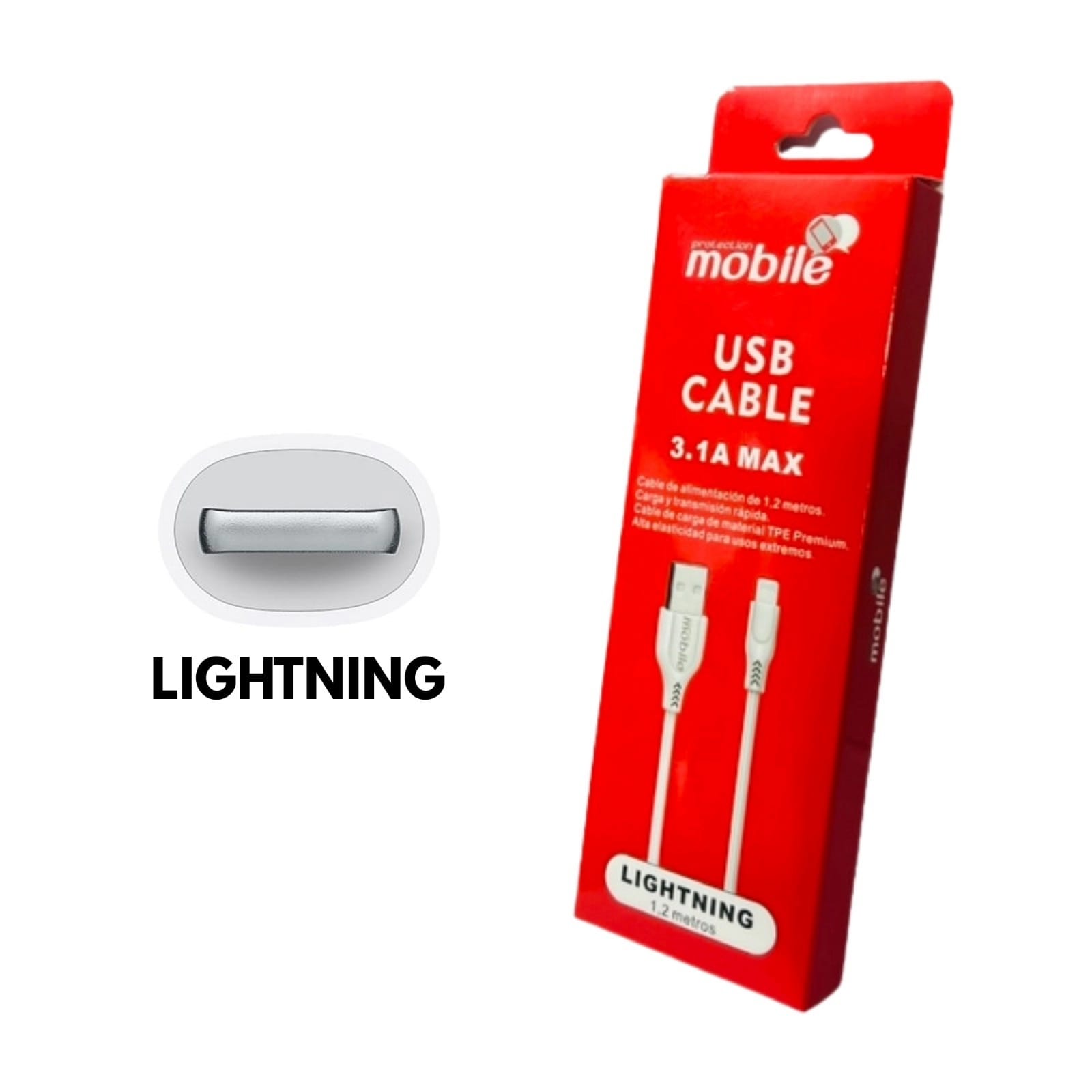 CABLE MOBILE IPHONE 1.2MTS 3.1A