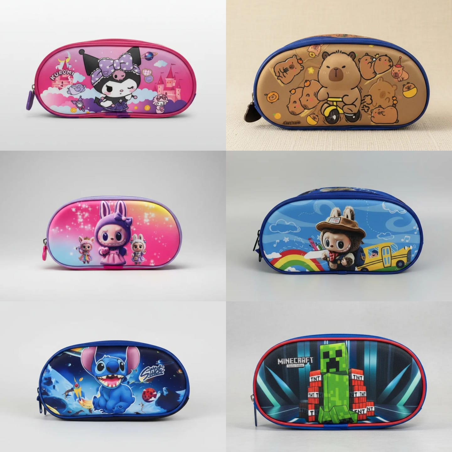 CARTUCHERA 3D PERSONAJES ANIMADOS