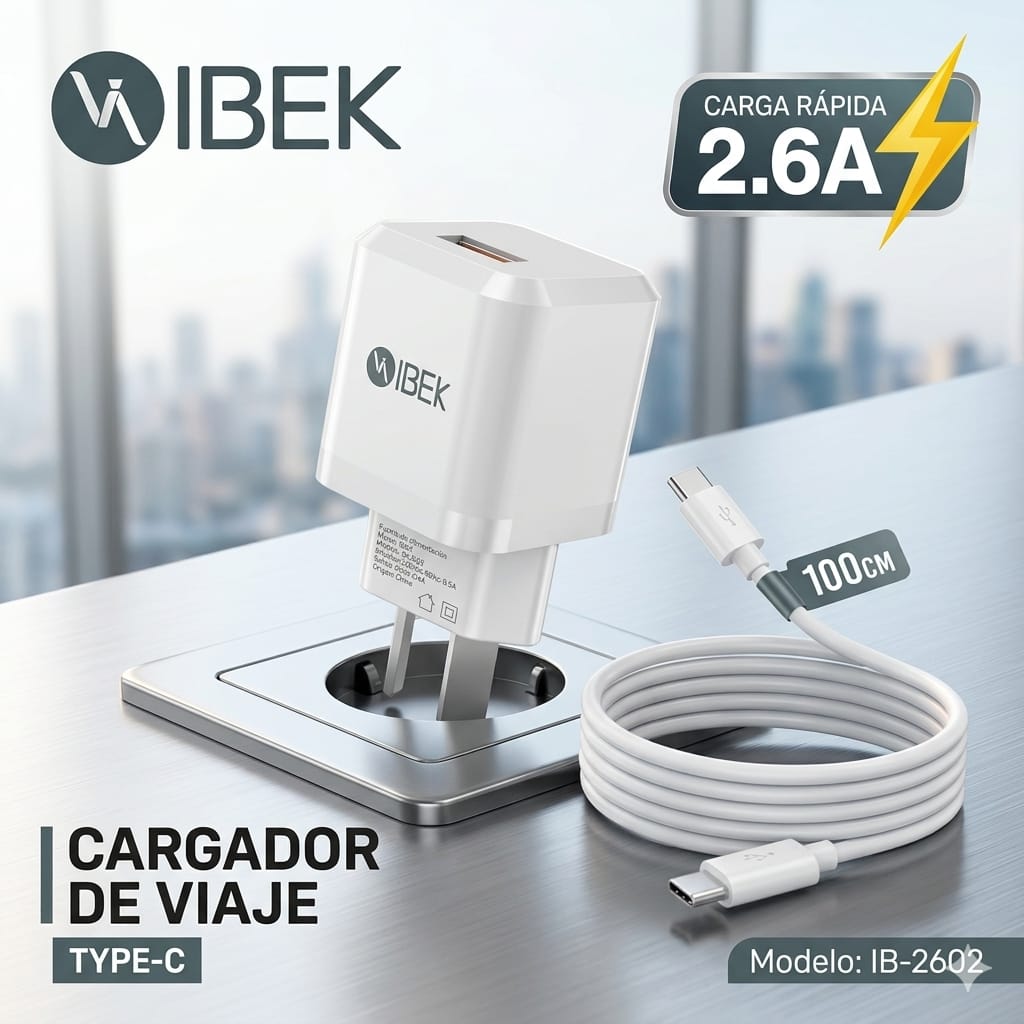 CARGADOR IBEK 2.6A TIPO C