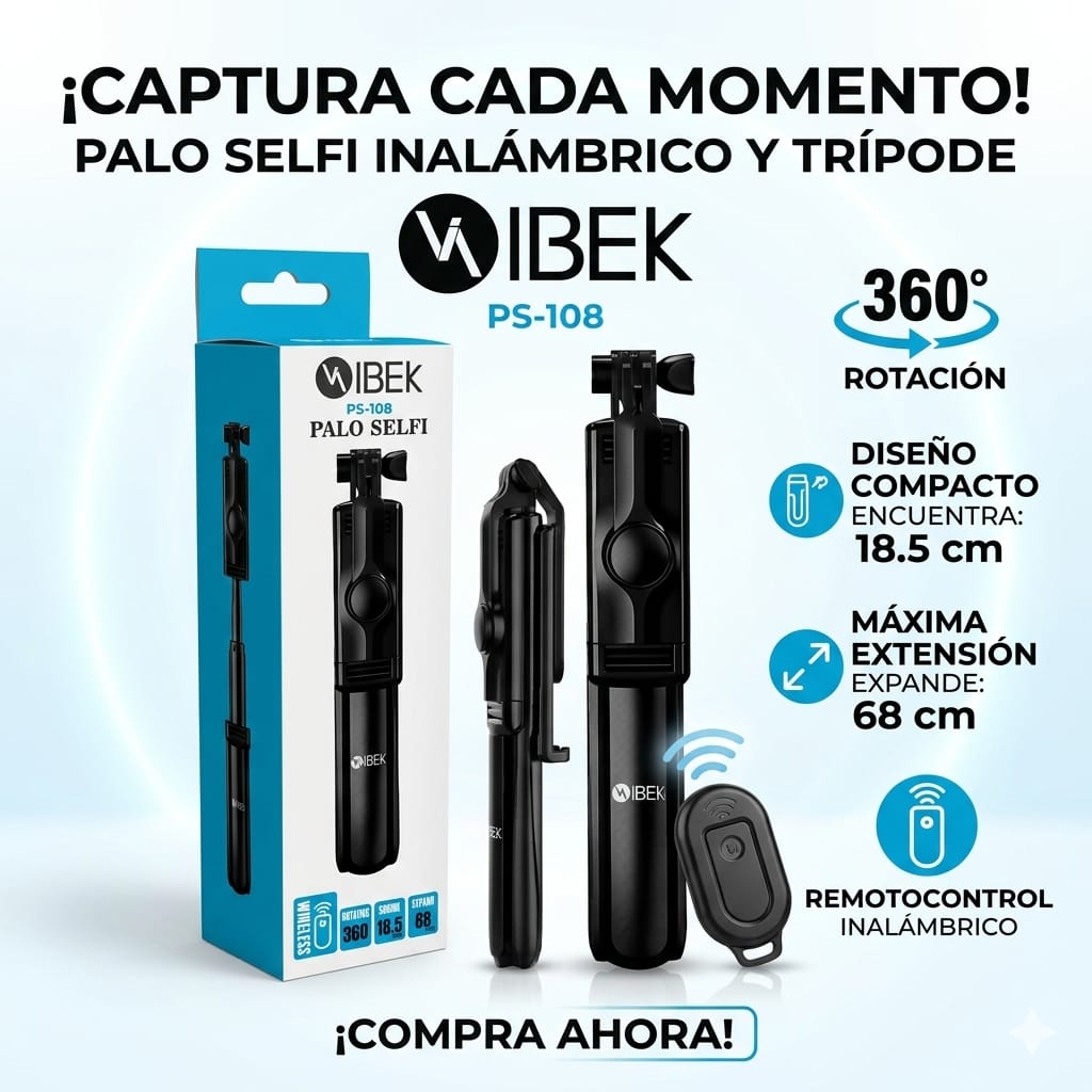 PALO SELFIE / TRIPODE CON RECEPTOR BT SEIS