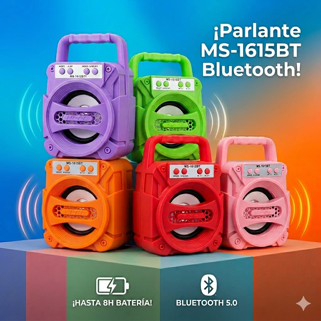 PARLANTE BLUETOOTH COLORES MS-1615BT