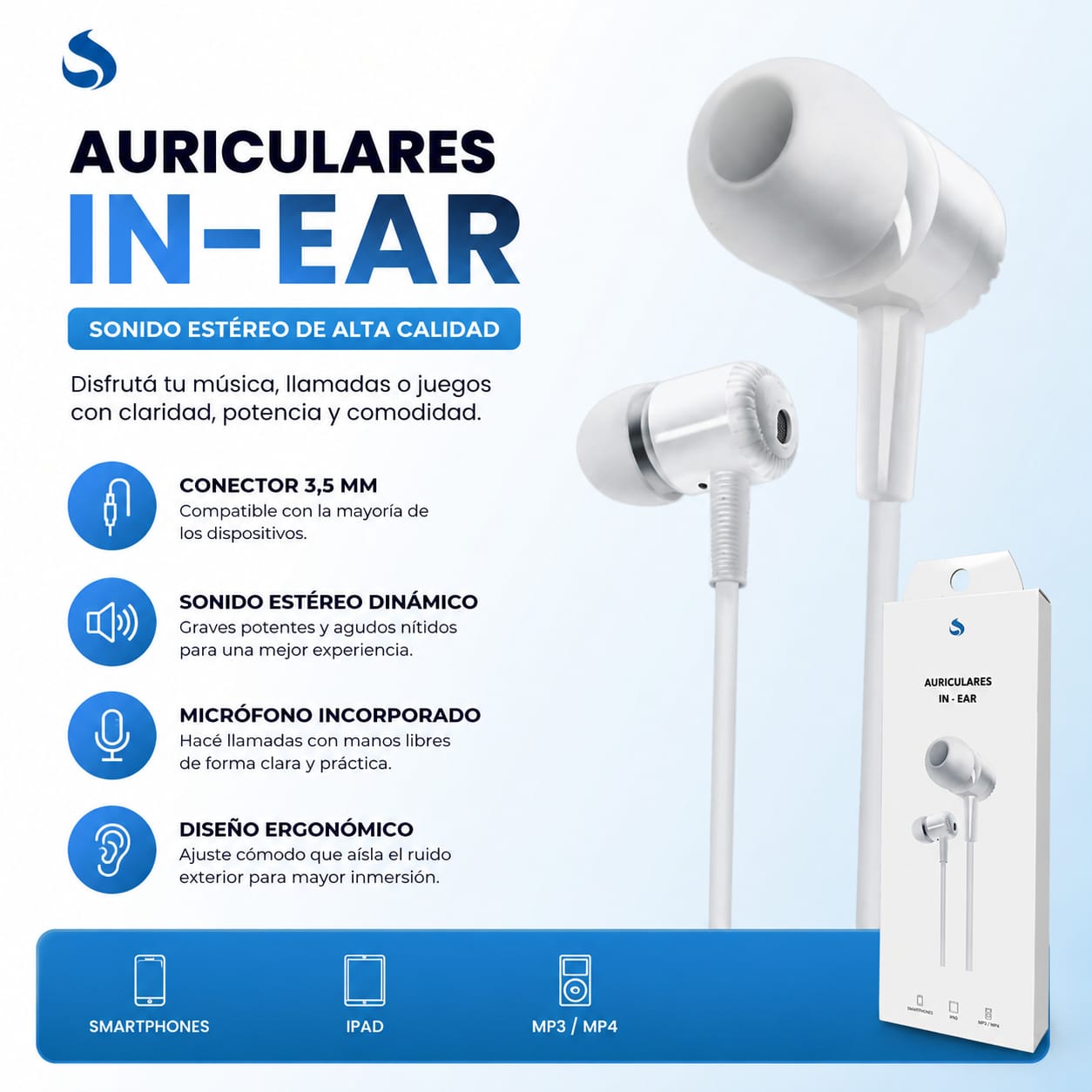 AURICULAR DE CABLE IN EAR SUONO