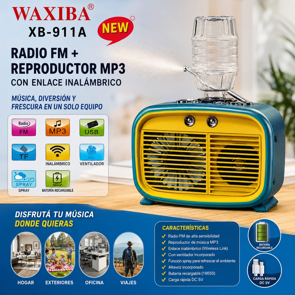 RADIO PARLANTE CON HUMIFICADOR XB-911A
