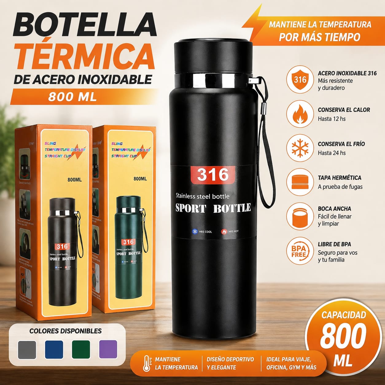 BOTELLA TERMICA 800ML TER-22