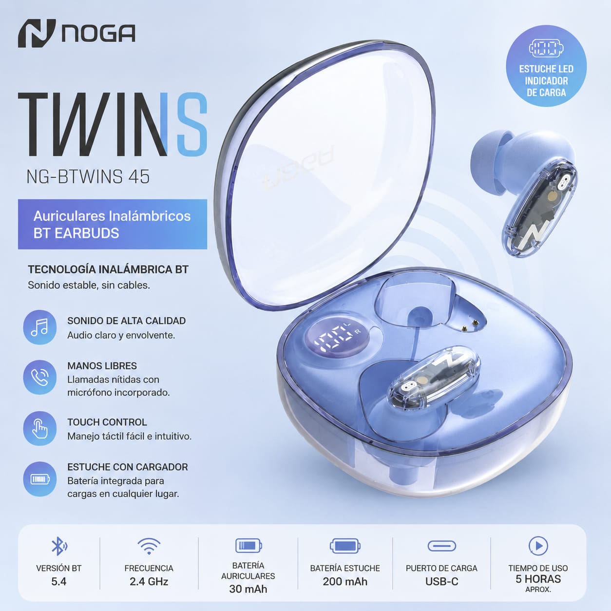 AURICULAR NOGA BT NG-BTWINS 45